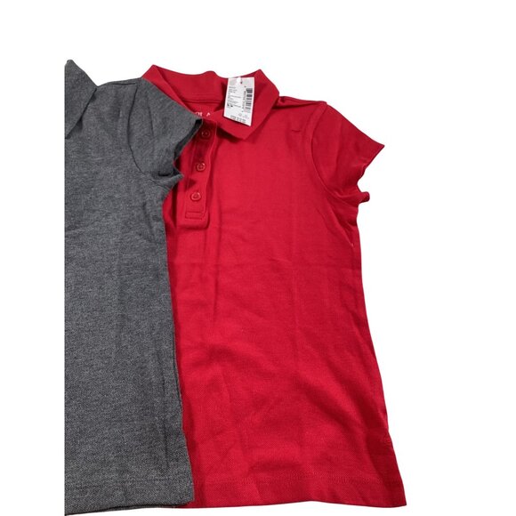 Set Of 2 Childrens Place Girls Polo Shirts Red & Gray Size S School Uniform NWT - Picture 2 of 6